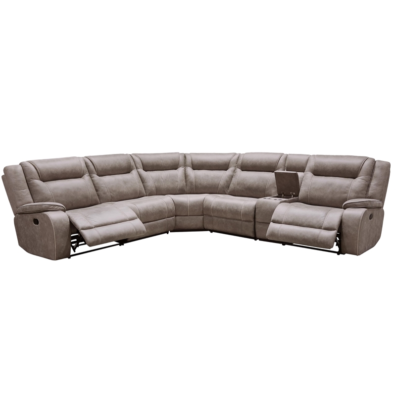 Pemberly Row Contemporary Desert Taupe 6 Piece Reclining Sectional