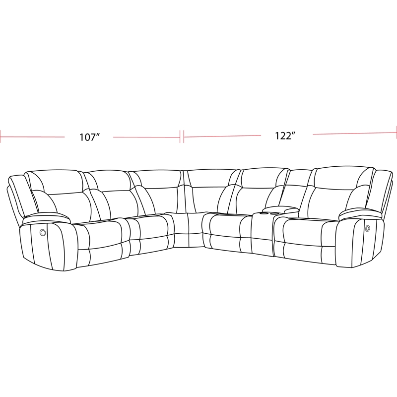 Pemberly Row Contemporary Desert Taupe 6 Piece Reclining Sectional