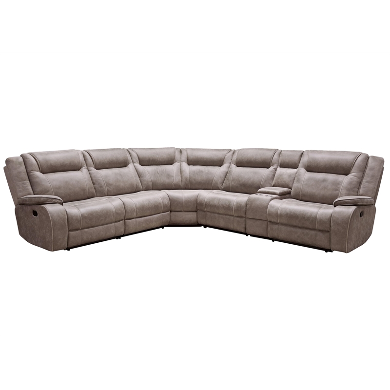 Pemberly Row Contemporary Desert Taupe 6 Piece Reclining Sectional