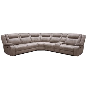 Pemberly Row Contemporary Desert Taupe 6 Piece Reclining Sectional