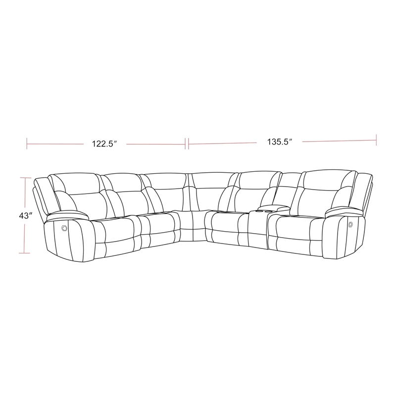 Pemberly Row Contemporary Desert Taupe 6 Piece Reclining Sectional