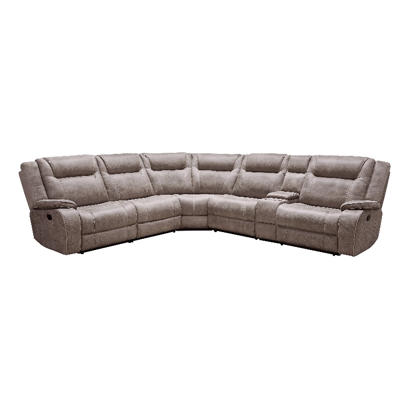 Pemberly Row Contemporary Desert Taupe 6 Piece Reclining Sectional