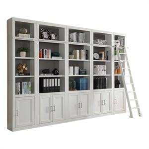 Pemberly Row Contemporary 6 Piece Small Library Wall with Ladder