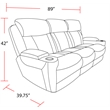 Pemberly Row Contemporary Power Reclining Sofa Loveseat and Recliner