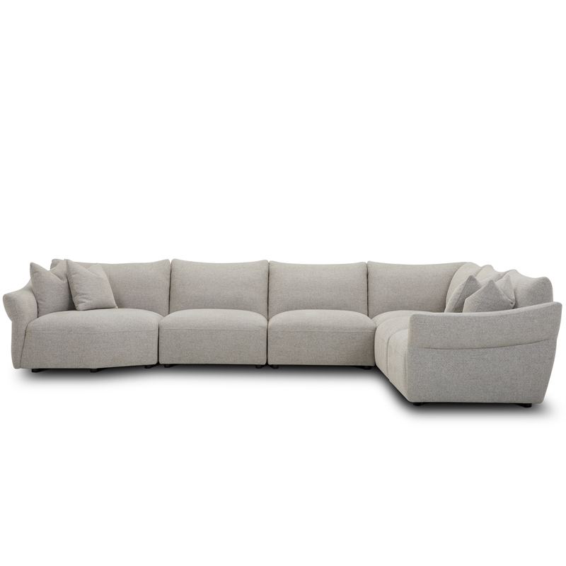 Pemberly Row Contemporary Canes Cobblestone 6 Piece Modular Sectional