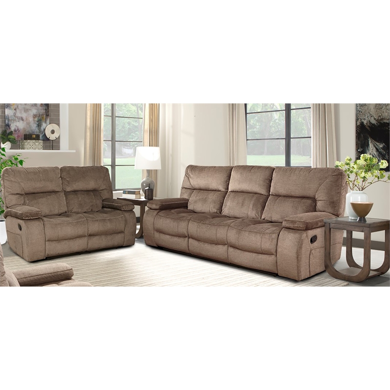 Pemberly Row Contemporary Manual Reclining Sofa and Loveseat