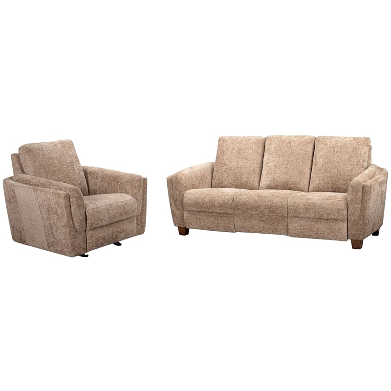 Pemberly Row Contemporary Fabric Biscotti Power Glider Recliner