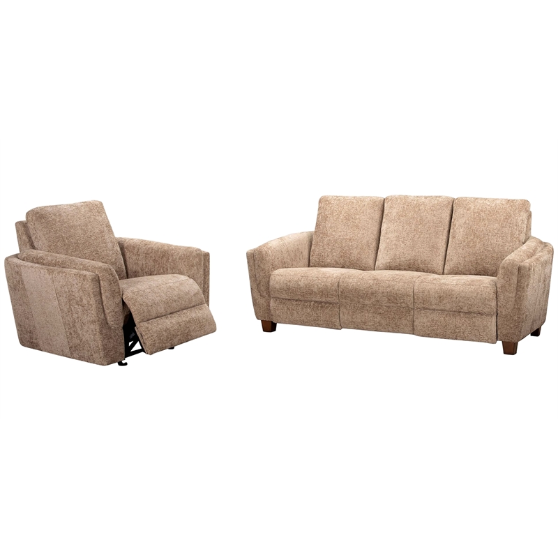 Pemberly Row Contemporary Fabric Biscotti Power Glider Recliner