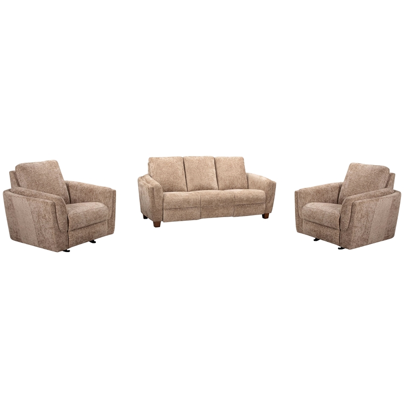 Pemberly Row Contemporary Fabric Biscotti Power Reclining Sofa