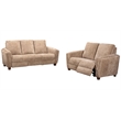 Pemberly Row Contemporary Fabric Biscotti Power Reclining Sofa