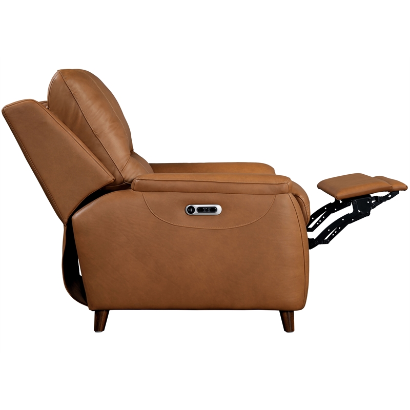 Pemberly Row Contemporary Leather Caramel Cream Power Recliner P2