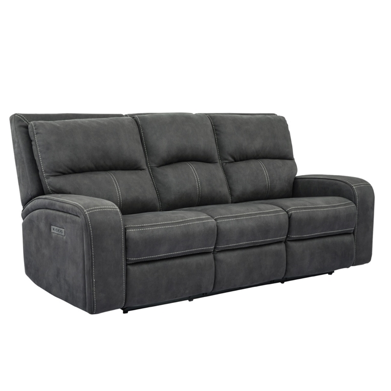 Pemberly Row Contemporary Slate Power Reclining Sofa and Recliner