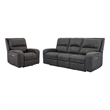 Pemberly Row Contemporary Slate Power Reclining Sofa and Recliner