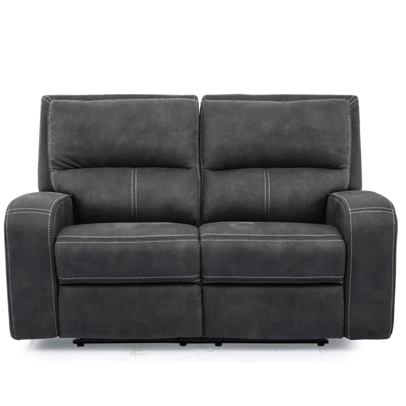 Pemberly Row Contemporary Slate Power Reclining Sofa and Loveseat