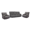 Pemberly Row Contemporary Haze Power Reclining Sofa and Two Recliners