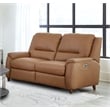 Pemberly Row Contemporary Caramel Cream Power Reclining Loveseat P2
