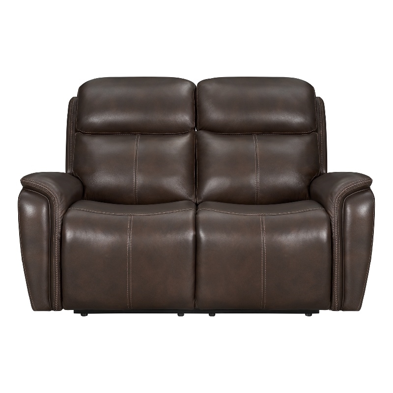 Pemberly Row Contemporary Leather Auburn Power Reclining Loveseat