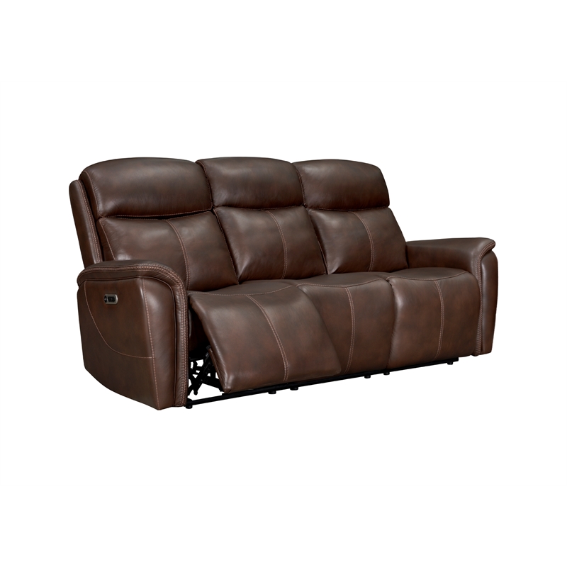Pemberly Row Contemporary Leather Auburn Power Reclining Sofa