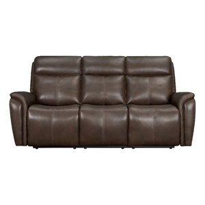 Pemberly Row Contemporary Leather Auburn Power Reclining Sofa
