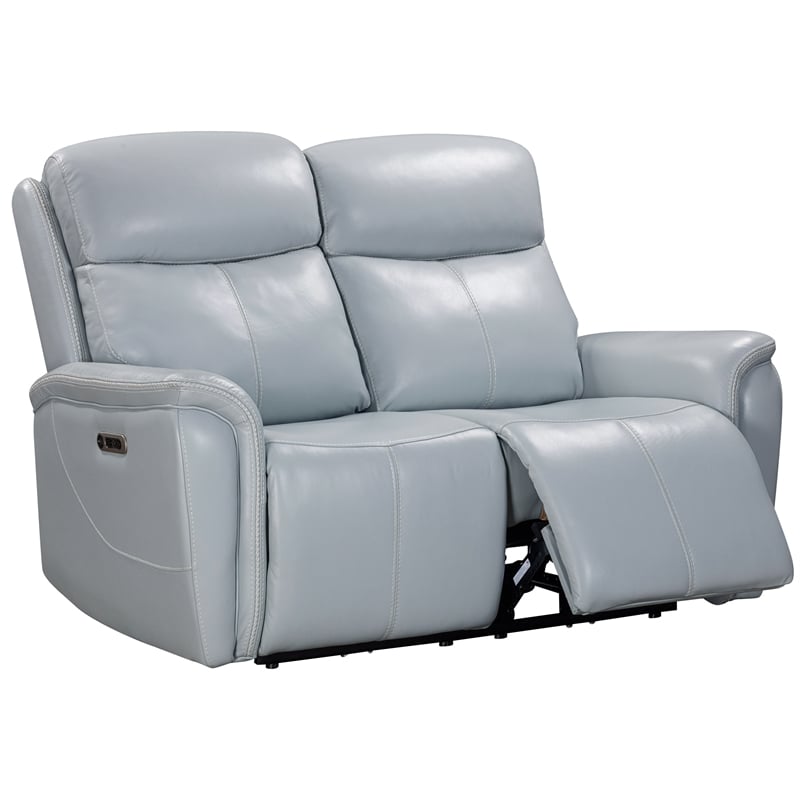 Pemberly Row Contemporary Seamist Grey Power Reclining Sofa and Loveseat
