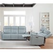 Pemberly Row Contemporary Seamist Grey Power Reclining Sofa and Loveseat