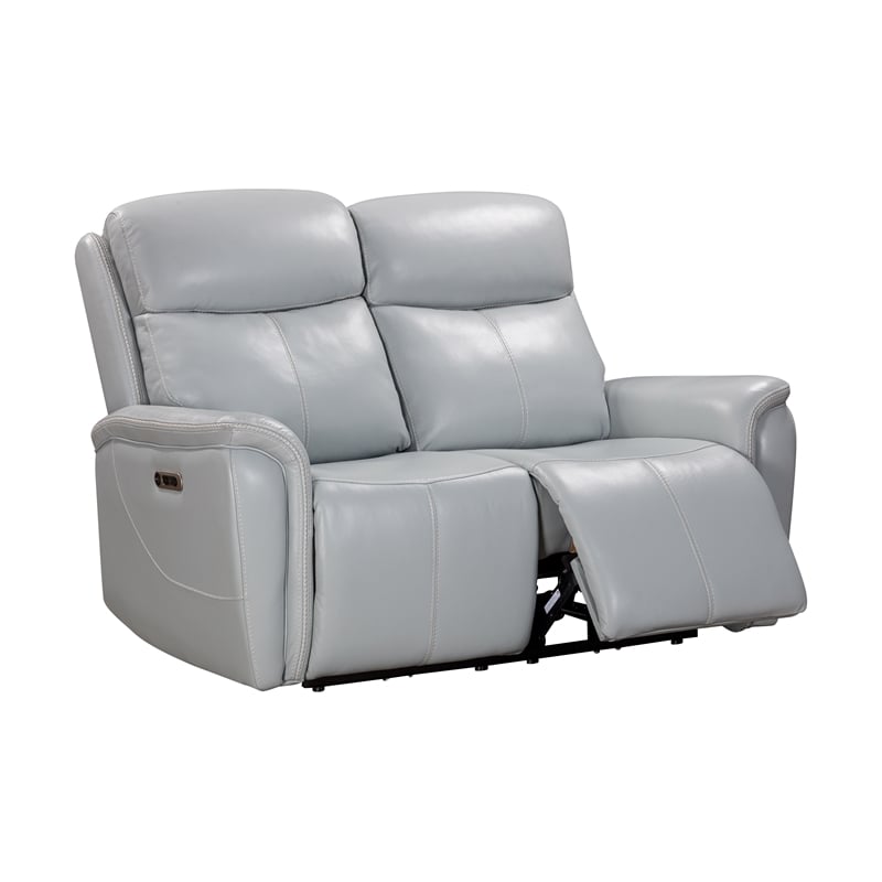 Pemberly Row Contemporary Seamist Grey Power Reclining Sofa and Loveseat