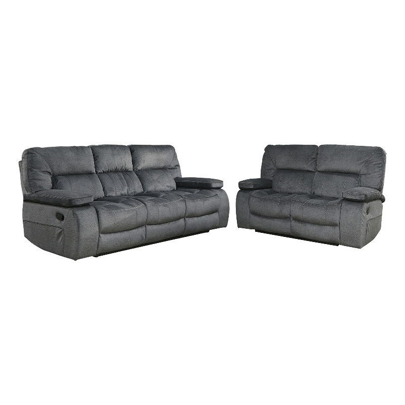 Pemberly Row Contemporary Manual Reclining Sofa and Loveseat