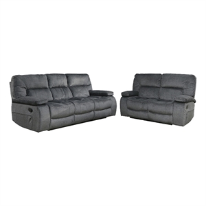 Pemberly Row Contemporary Manual Reclining Sofa and Loveseat