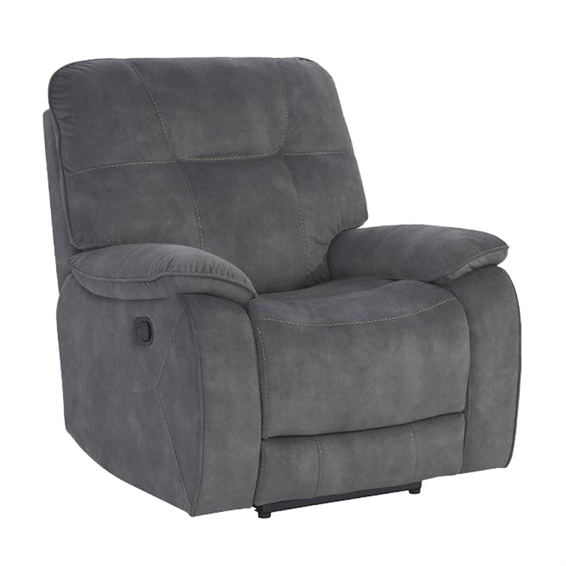 Pemberly Row Contemporary Shadow Grey Manual Reclining Sofa and Recliner