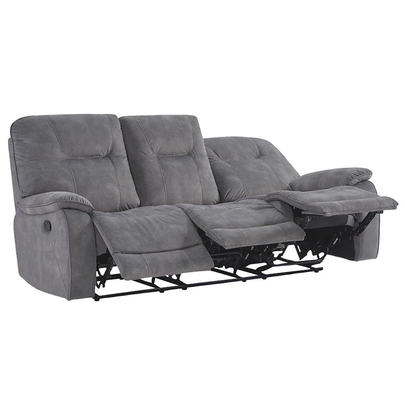 Pemberly Row Contemporary Shadow Grey Manual Reclining Sofa and Recliner
