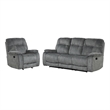 Pemberly Row Contemporary Shadow Grey Manual Reclining Sofa and Recliner