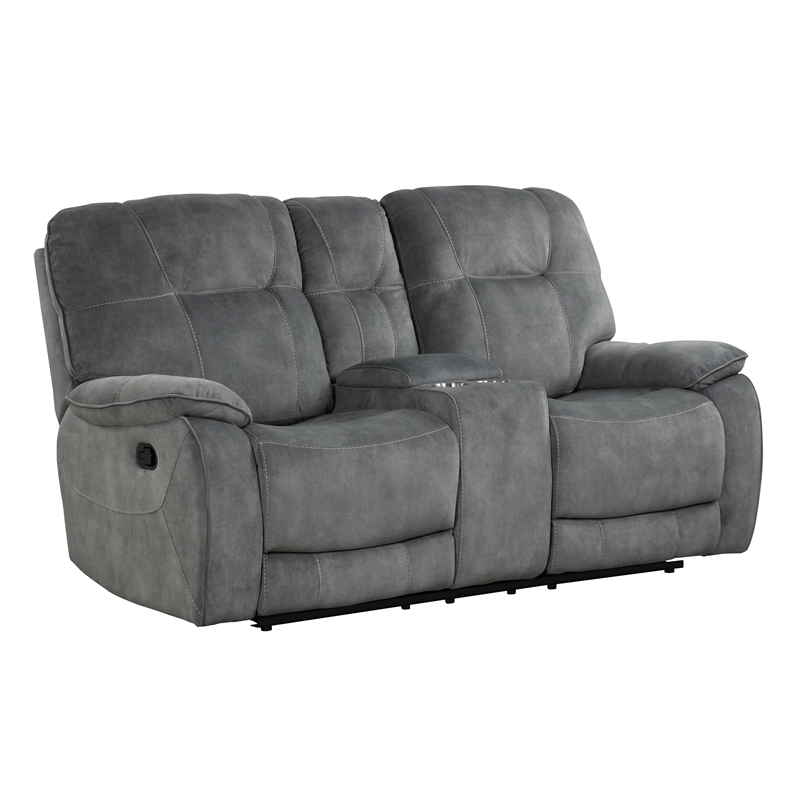 Pemberly Row Contemporary Shadow Grey Manual Reclining Sofa and Loveseat