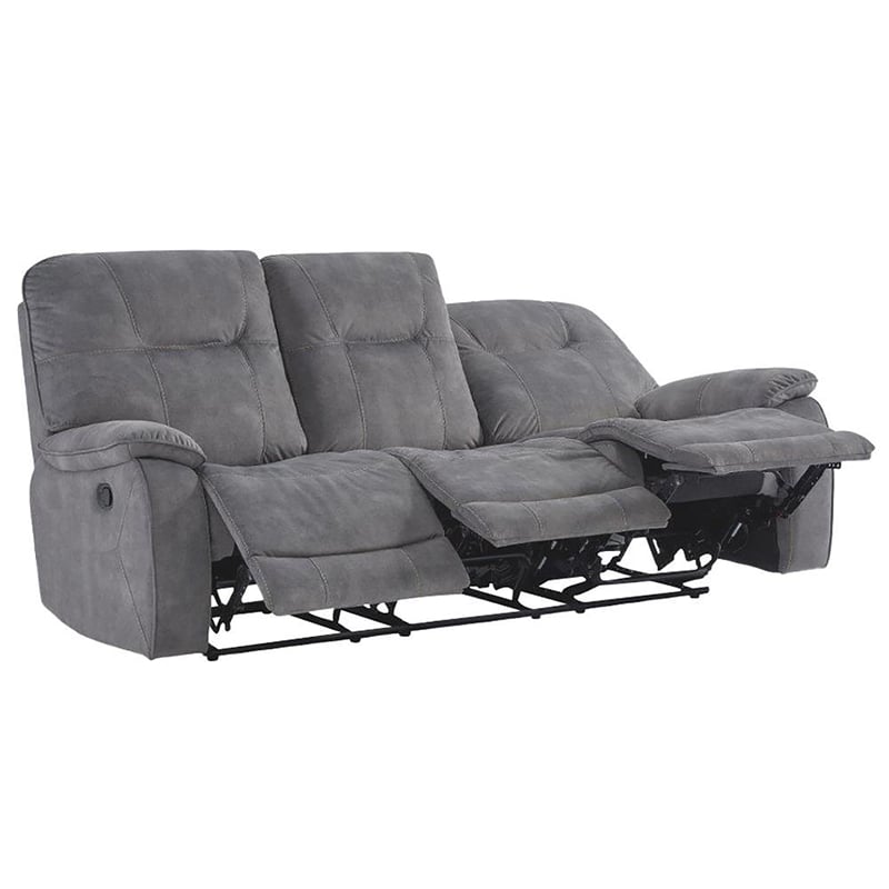 Pemberly Row Contemporary Shadow Grey Manual Reclining Sofa and Loveseat