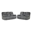 Pemberly Row Contemporary Shadow Grey Manual Reclining Sofa and Loveseat