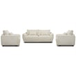 Pemberly Row Contemporary Mega Ivory Sofa and 2 Chair and Half