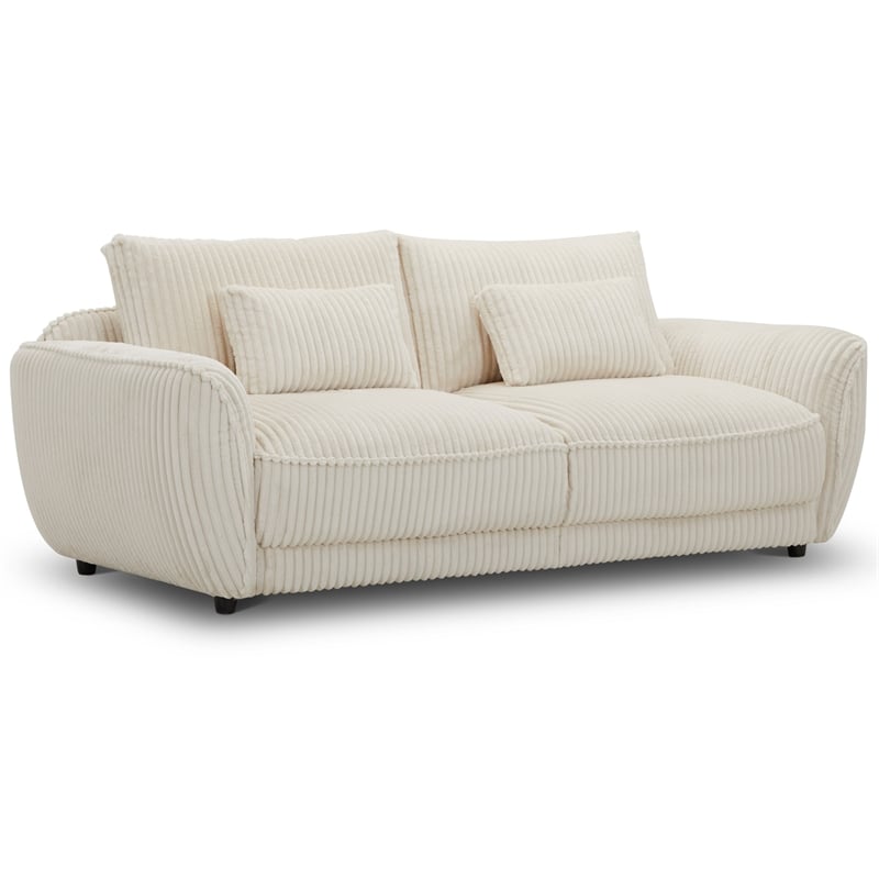 Pemberly Row Contemporary Mega Ivory Sofa and 2 Chair and Half