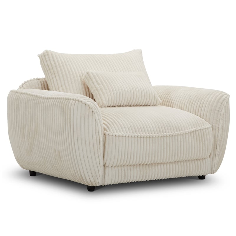 Pemberly Row Contemporary Mega Ivory Sofa and 2 Chair and Half