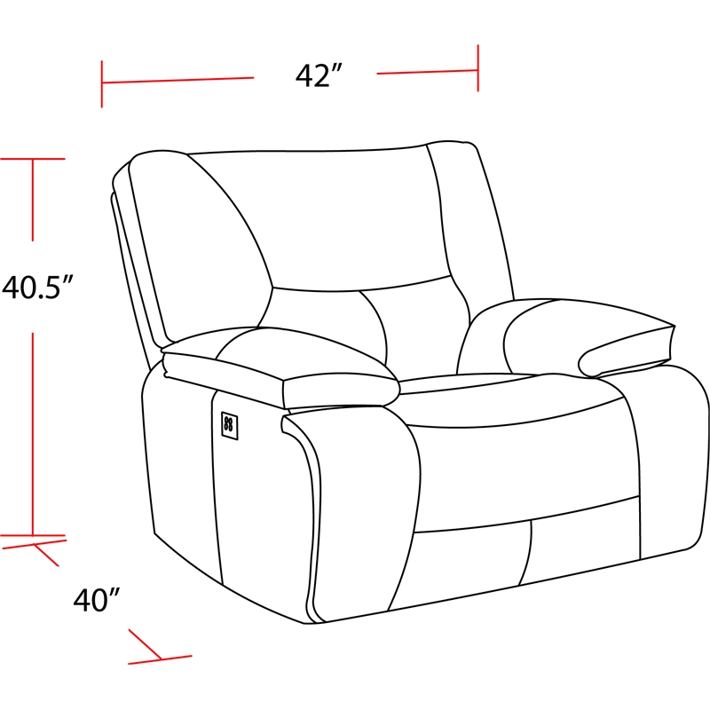 Pemberly Row Contemporary Black Power Reclining Sofa and Recliner
