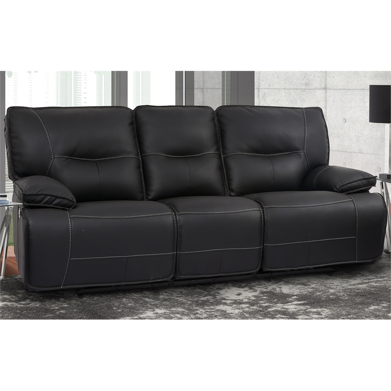 Pemberly Row Contemporary Black Power Reclining Sofa and Recliner