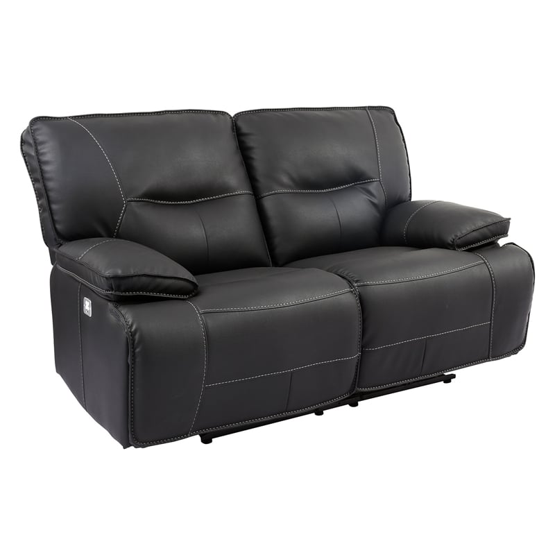 Pemberly Row Contemporary Black Power Reclining Sofa and Loveseat