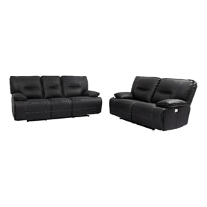 Pemberly Row Contemporary Black Power Reclining Sofa and Loveseat