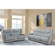 Pemberly Row Contemporary Hudson Grey Power Reclining Sofa and Loveseat