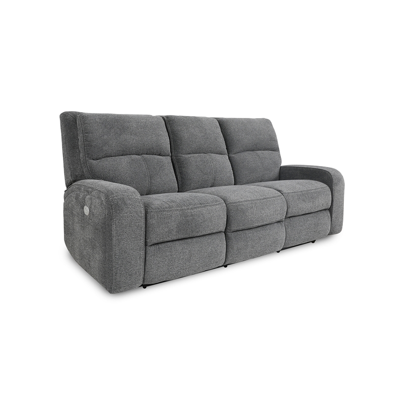 Pemberly Row Contemporary Bizmark Grey Power Reclining Sofa and Recliner