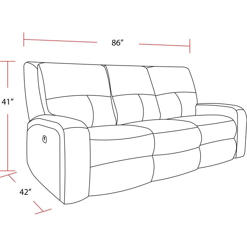 Pemberly Row Contemporary Bizmark Grey Power Reclining Sofa and Recliner