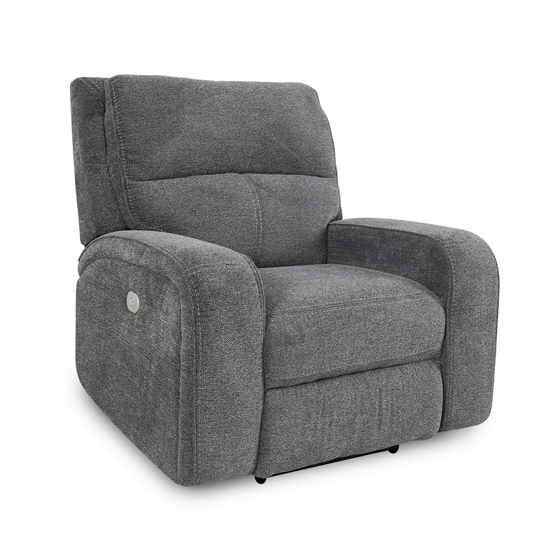 Pemberly Row Contemporary Bizmark Grey Power Reclining Sofa and Recliner