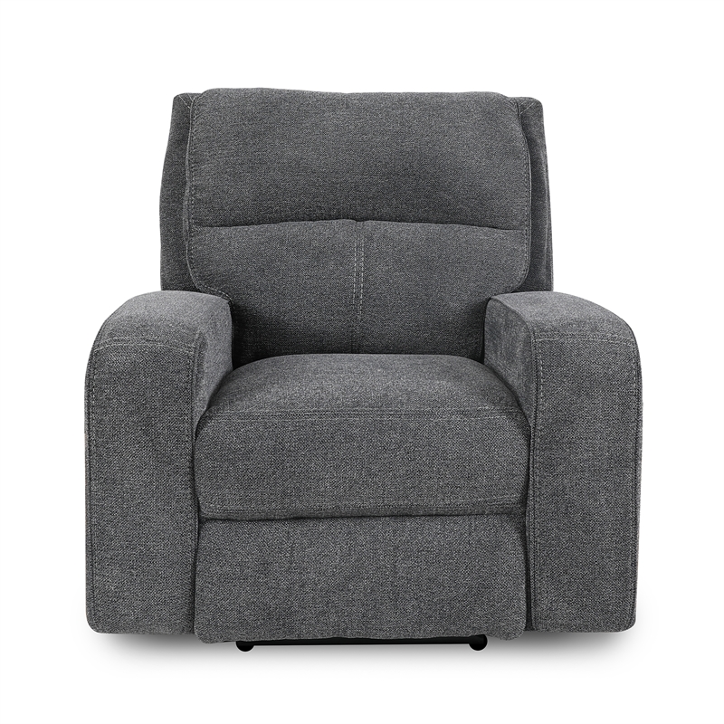 Pemberly Row Contemporary Bizmark Grey Power Reclining Sofa and Recliner