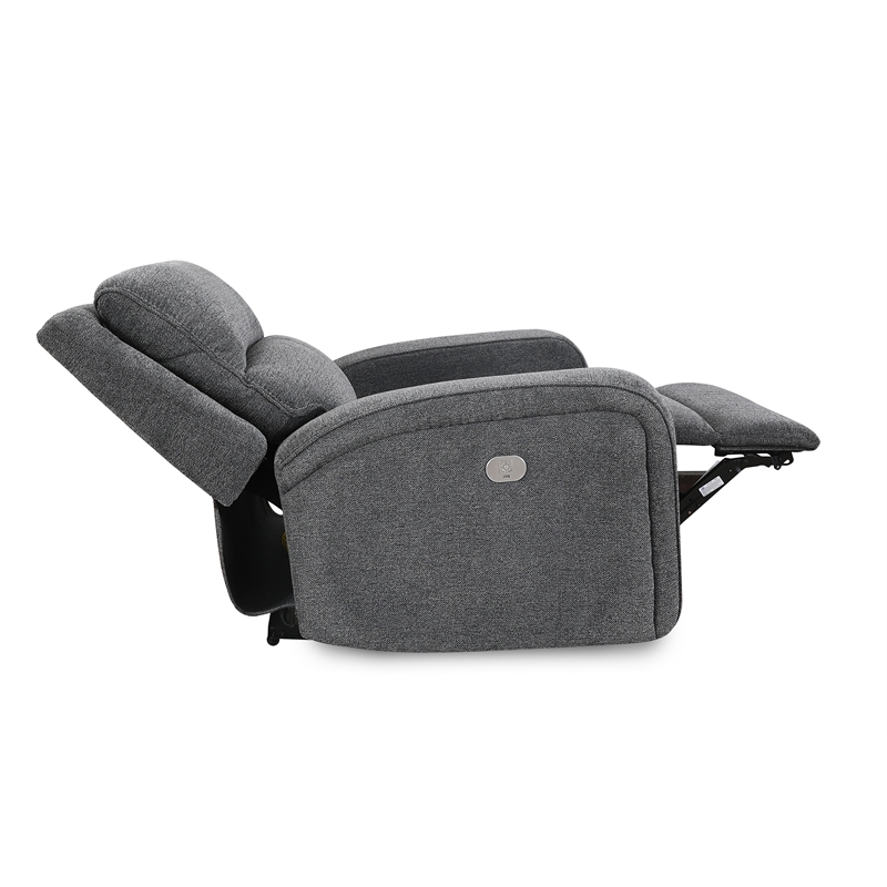 Pemberly Row Contemporary Bizmark Grey Power Reclining Sofa and Recliner