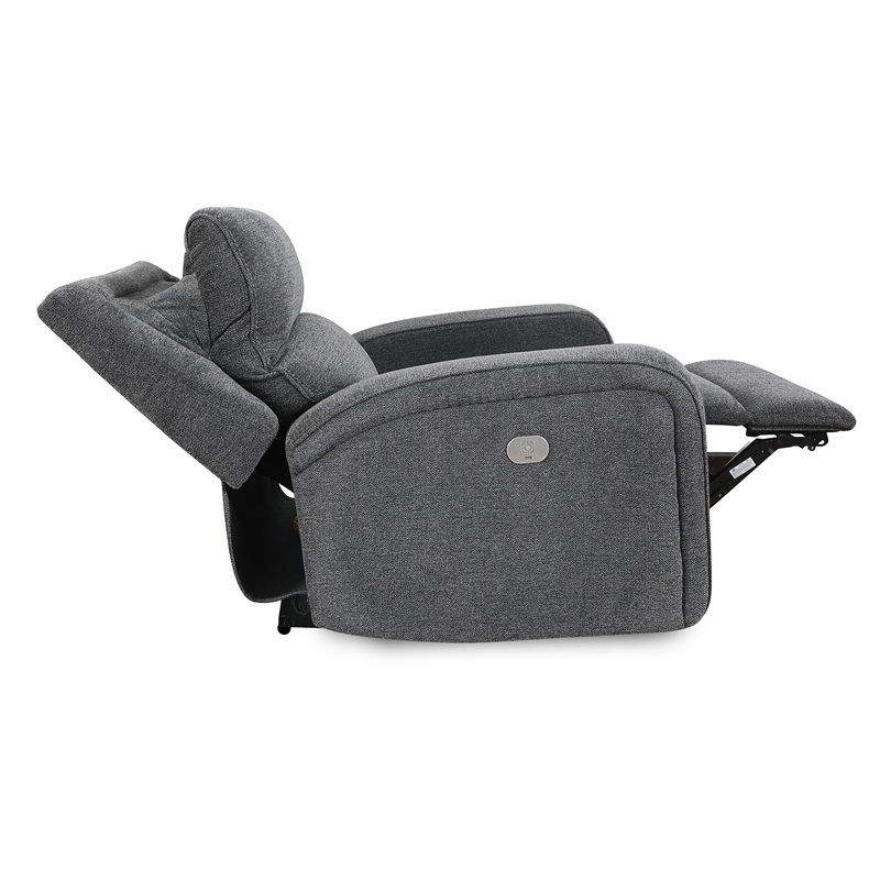 Pemberly Row Contemporary Bizmark Grey Power Reclining Sofa and Recliner