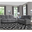 Pemberly Row Contemporary Bizmark Grey Power Reclining Sofa and Loveseat