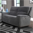 Pemberly Row Contemporary Bizmark Grey Power Reclining Sofa and Loveseat